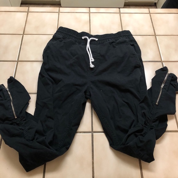 black zipper pants mens